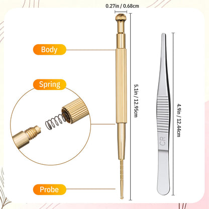 Honoson 1 Set 1200 Pcs Acupressure Ear Beads – Ear Counters, Acupuncture Kit with Chart, Probe & Tweezers