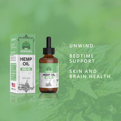 HOOLOO Hemp Oil 3000MG for Adults – Bedtime Support, Joint Relief | Allergen Free, 2 oz, Made in USA