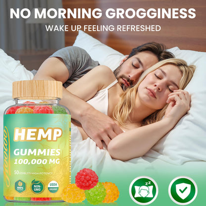 HOOLOO Hemp Gummies 100,000mg – Deep Sleep Support, Discomfort Relief, Made in USA
