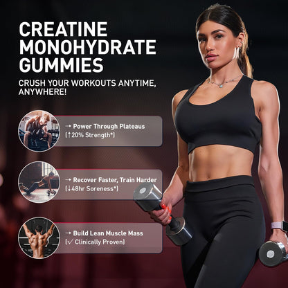 Hoozzch Creatine Gummies for Men & Women – Blueberry, Gluten Free, Vegan, 120 Count