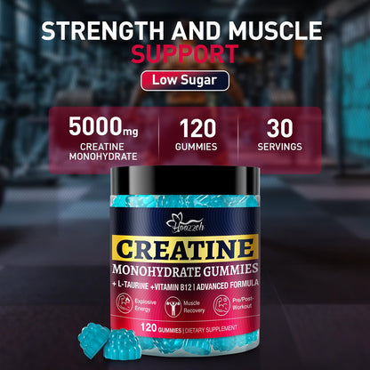 Hoozzch Creatine Gummies for Men & Women – Blueberry, Gluten Free, Vegan, 120 Count