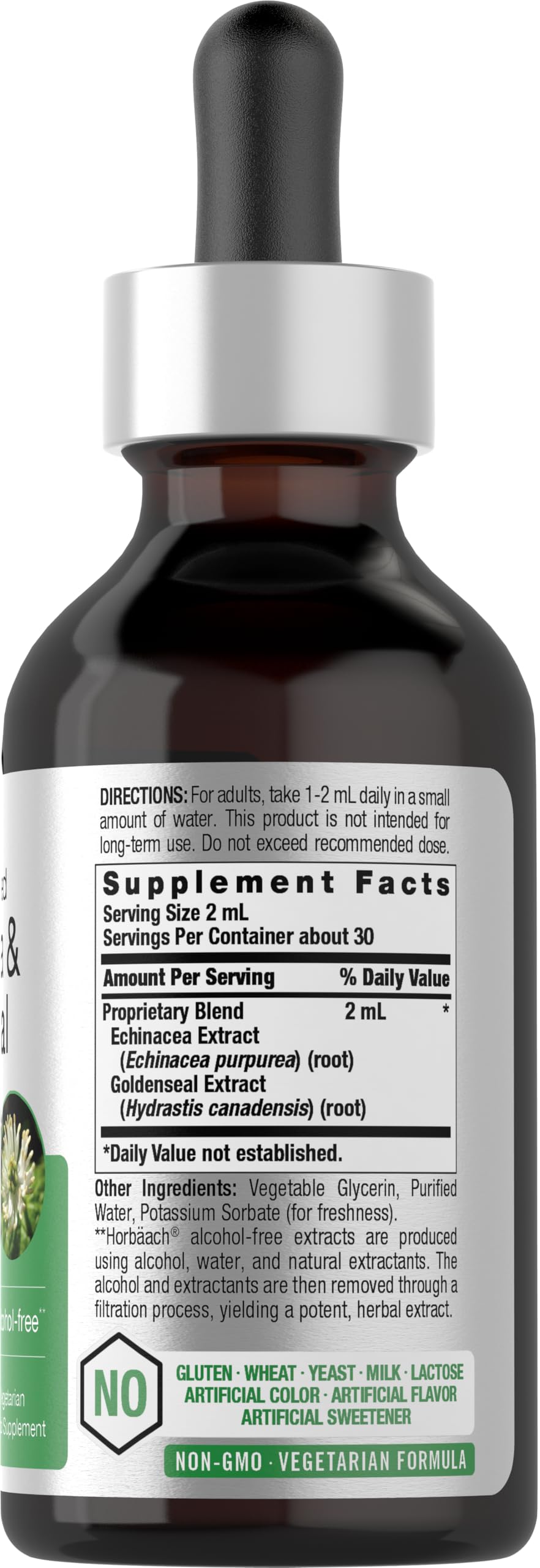 Horbaach Echinacea Goldenseal Liquid Tincture Drops – 2 oz, Alcohol-Free, Vegetarian & Non-GMO