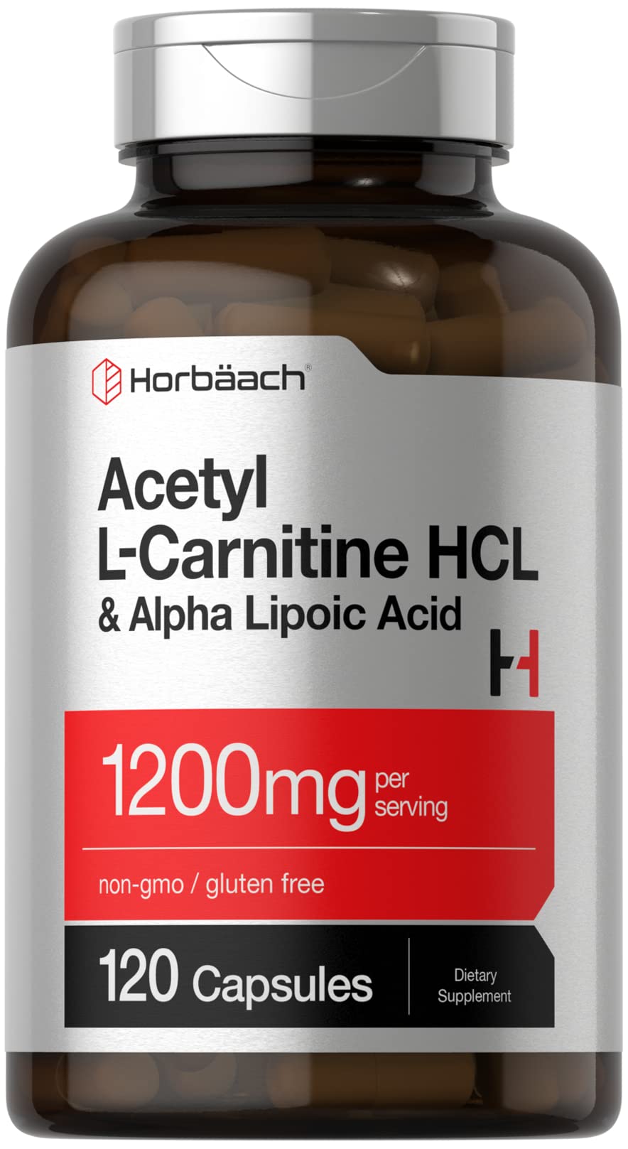 Horbäach Acetyl L-Carnitine HCL & Alpha Lipoic Acid 1200mg | 120 Capsules | ALC ALA Complex | Non-GMO & Gluten Free