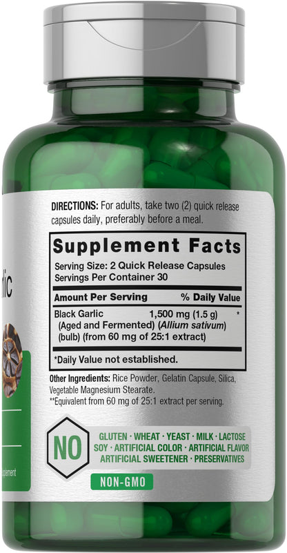Horbäach Aged Garlic Extract Capsules 1500mg | 60 Count | Fermented Supplement | Non-GMO, Gluten Free