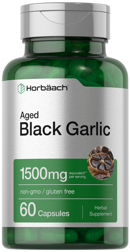 Horbäach Aged Garlic Extract Capsules 1500mg | 60 Count | Fermented Supplement | Non-GMO, Gluten Free BritishVita | Premium UK Vitamins & Wellness Supplements