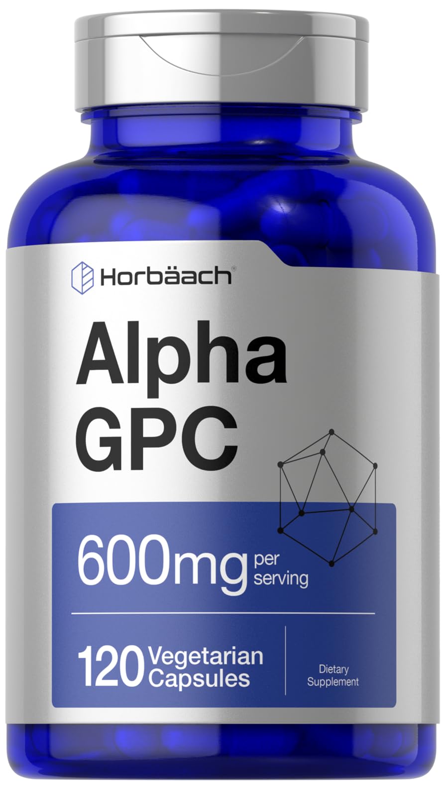 Horbäach Alpha GPC 600mg | 120 Capsules | Vegetarian, Non-GMO & Gluten Free