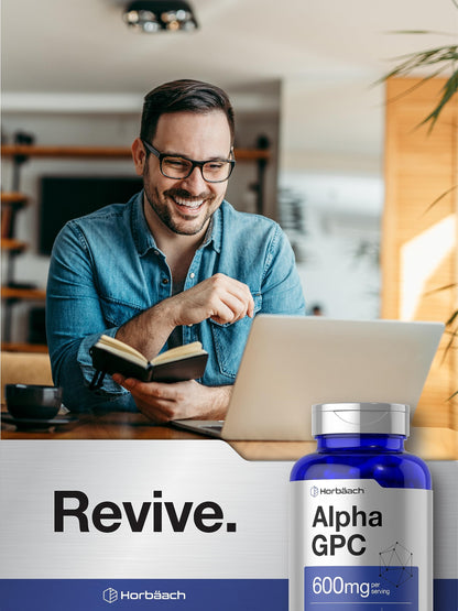 Horbäach Alpha GPC 600mg | 120 Capsules | Vegetarian, Non-GMO & Gluten Free