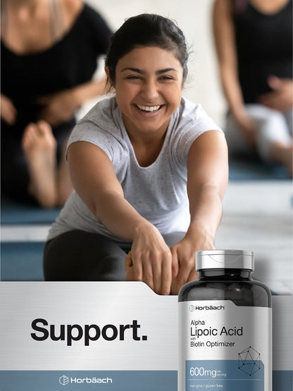 Horbäach Alpha Lipoic Acid 600mg | 240 Capsules | Biotin Optimizer | Non-GMO and Gluten Free Supplement