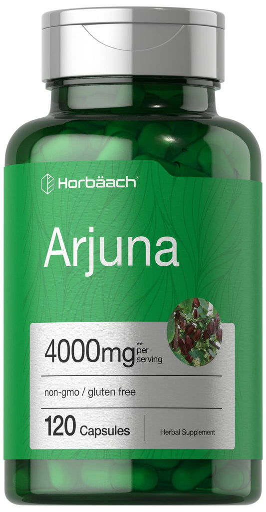 Horbaach Arjuna Capsules 4000mg – 120 Count | Non-GMO, Gluten Free | Arjuna Bark Extract BritishVita | Premium UK Vitamins & Wellness Supplements