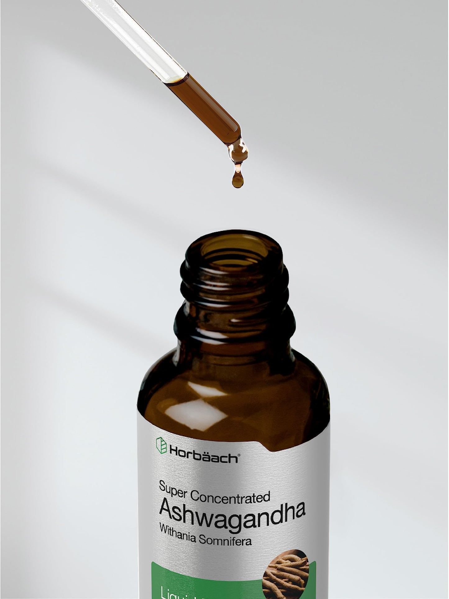 Horbäach Ashwagandha Liquid Drops - 2 Fl Oz | Alcohol-Free Tincture | Vegetarian, Non-GMO