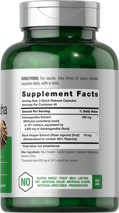 Horbäach Ashwagandha Supplement | Max Strength, 120 Capsules | Non-GMO & Gluten Free