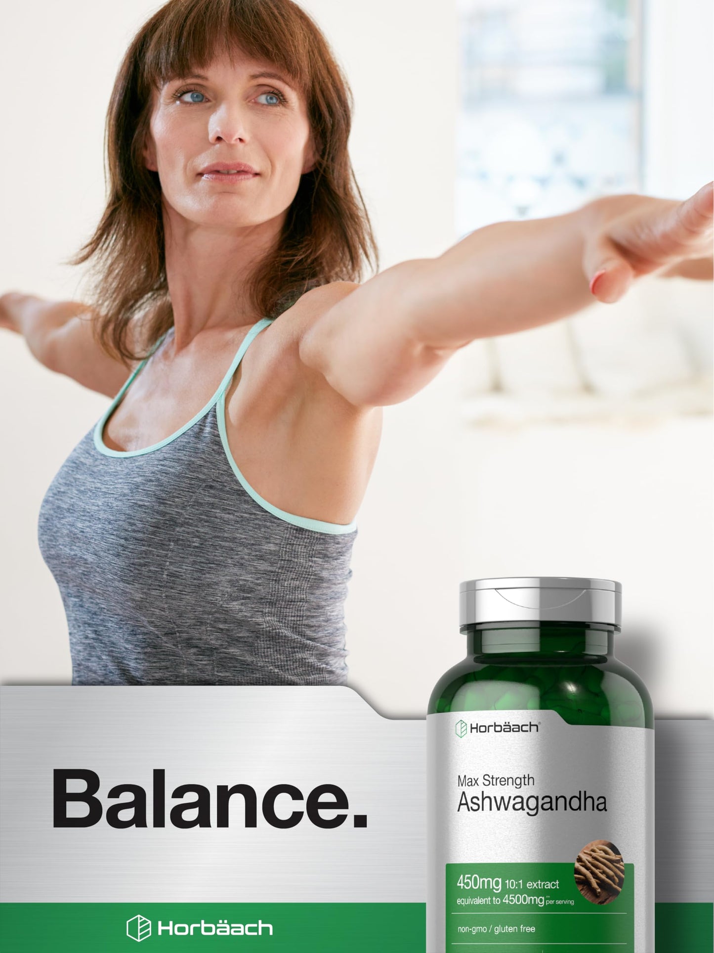 Horbäach Ashwagandha Supplement | Max Strength 200 Capsules | Non-GMO, Gluten Free | For Women and Men