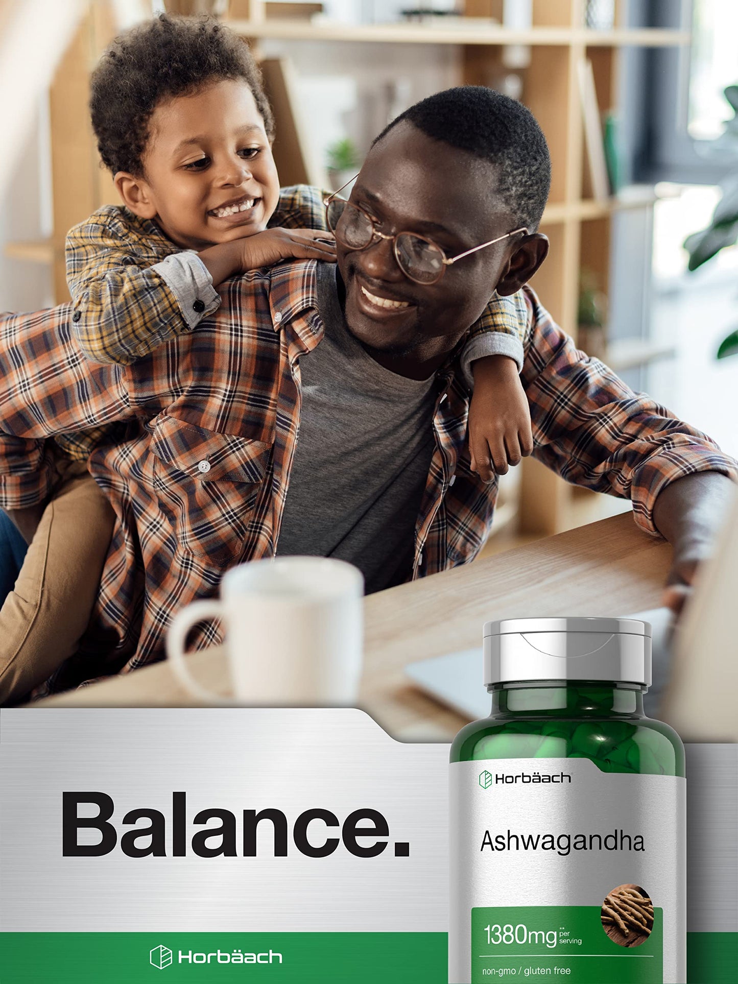 Horbäach Ashwagandha Supplement | 180 Capsules | For Women & Men | Non-GMO, Gluten Free | Herbal Root Extract