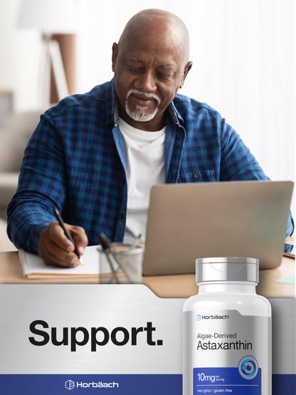 Horbäach Astaxanthin 10mg – 60 Softgels | Algae-Derived, Non-GMO, Gluten Free
