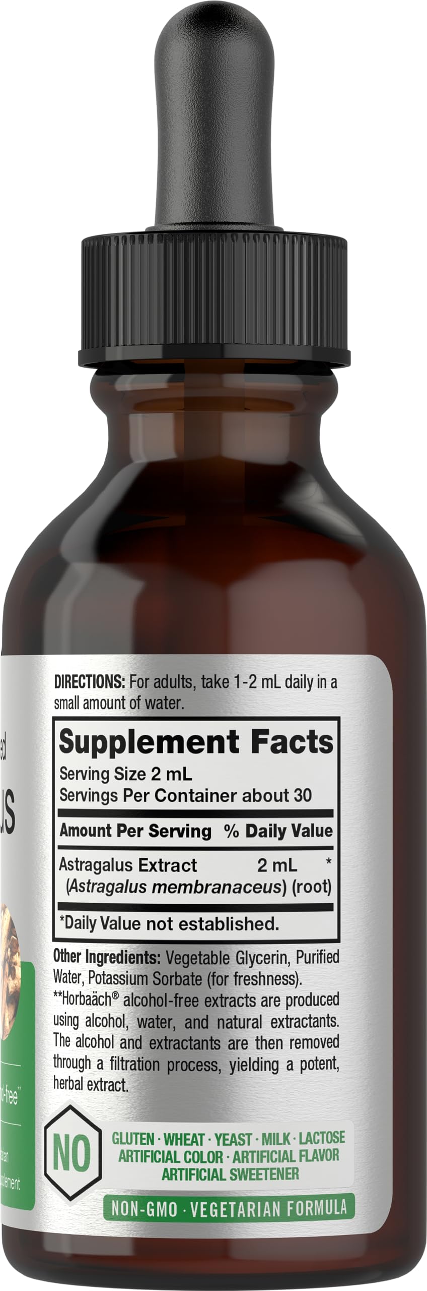 Horbäach Astragalus Root Extract Liquid - 2 fl oz | Alcohol-Free Tincture | Super Concentrated | Vegetarian, Non-GMO, Gluten Free