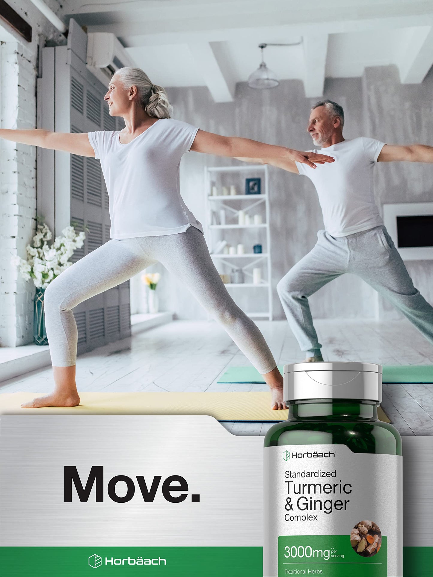 Horbäach Turmeric & Ginger Supplement 3000 mg | 60 Softgels | Black Pepper for Absorption | Non-GMO, Gluten Free