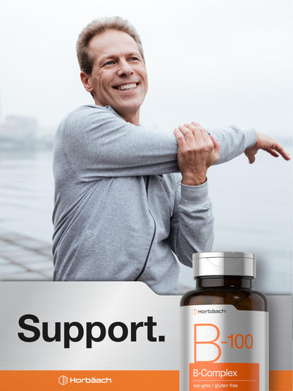 Horbäach B-100 Complex Vitamin – 60 Capsules | Non-GMO & Gluten Free