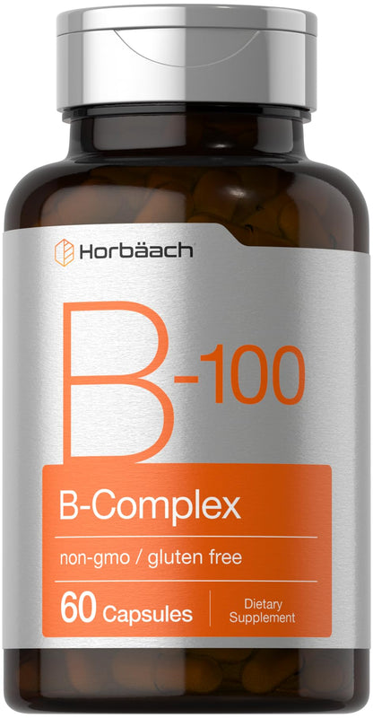 Horbäach B-100 Complex Vitamin – 60 Capsules | Non-GMO & Gluten Free