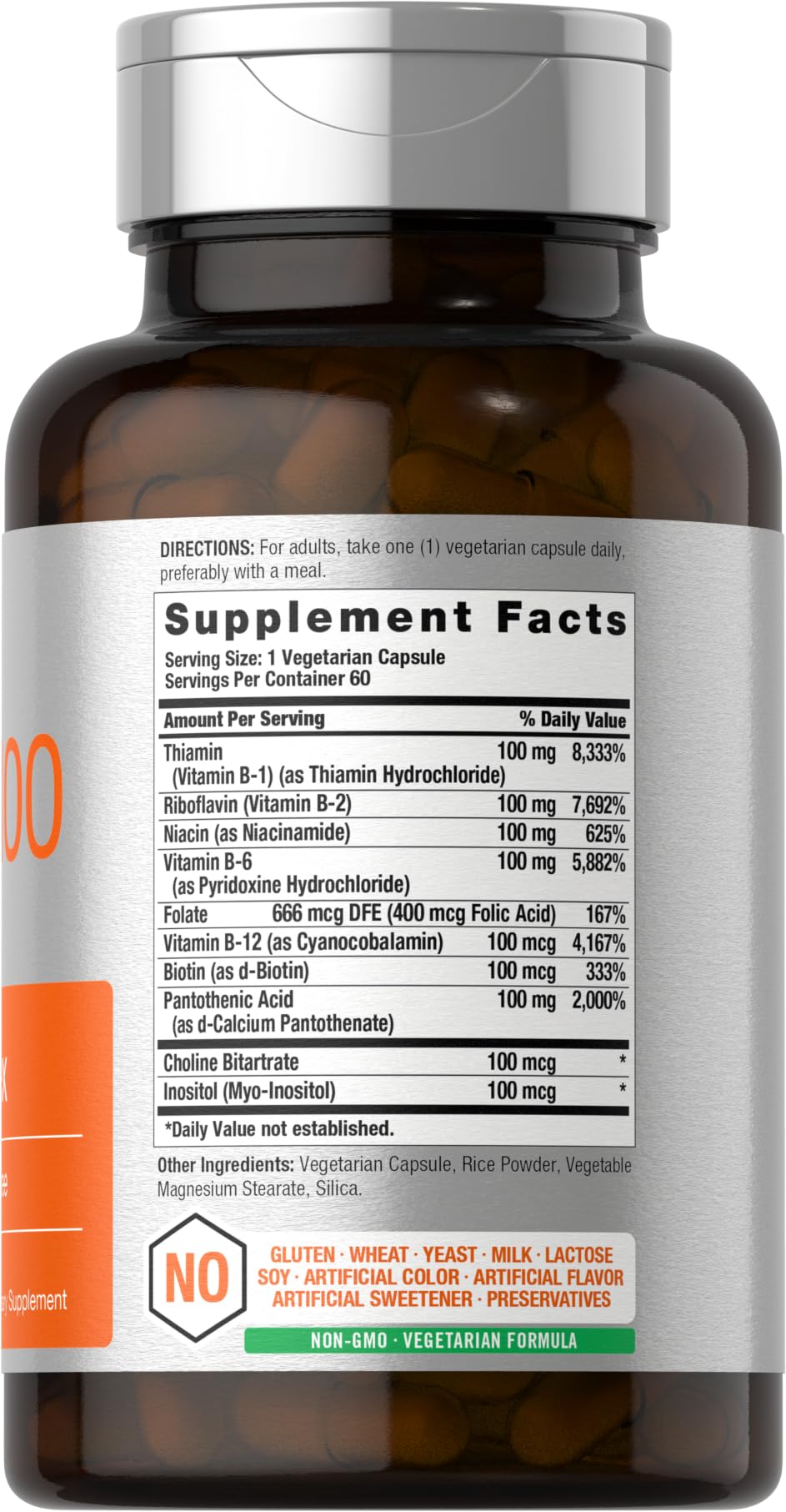 Horbäach B-100 Complex Vitamin – 60 Capsules | Non-GMO & Gluten Free