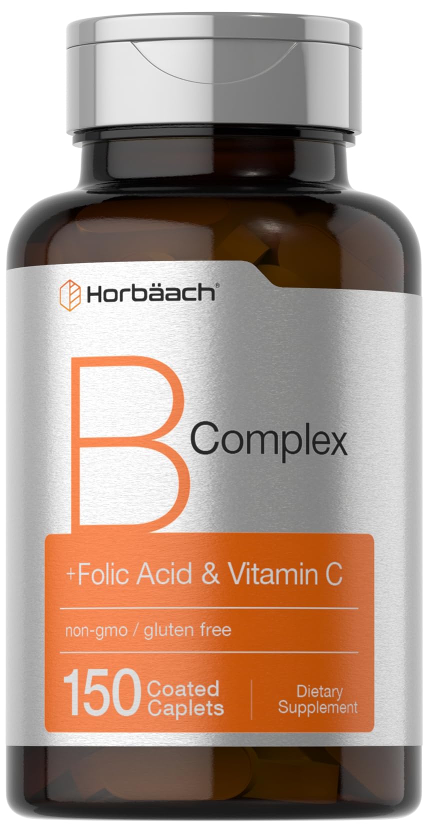 Horbaach B Complex Vitamins for Women & Men – 150 Caplets | Non-GMO & Gluten Free