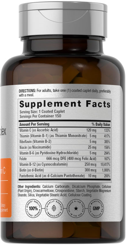 Horbaach B Complex Vitamins for Women & Men – 150 Caplets | Non-GMO & Gluten Free