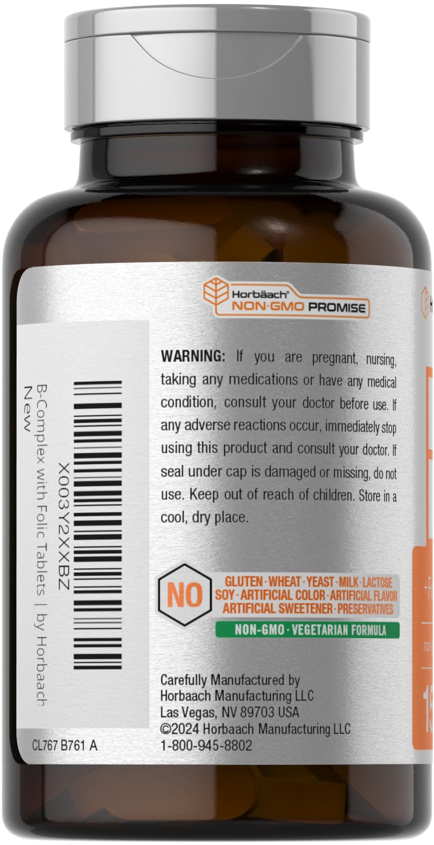 Horbaach B Complex Vitamins for Women & Men – 150 Caplets | Non-GMO & Gluten Free