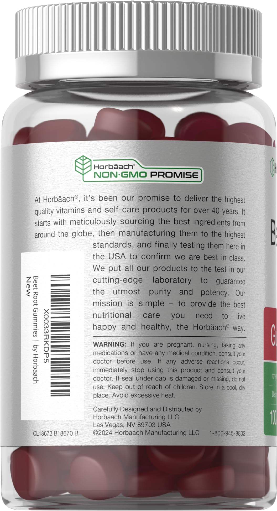 Horbäach Beet Root Gummies | 6000mg per Serving | 100 Count | Vegan, Non-GMO, Gluten Free | Strawberry Flavor