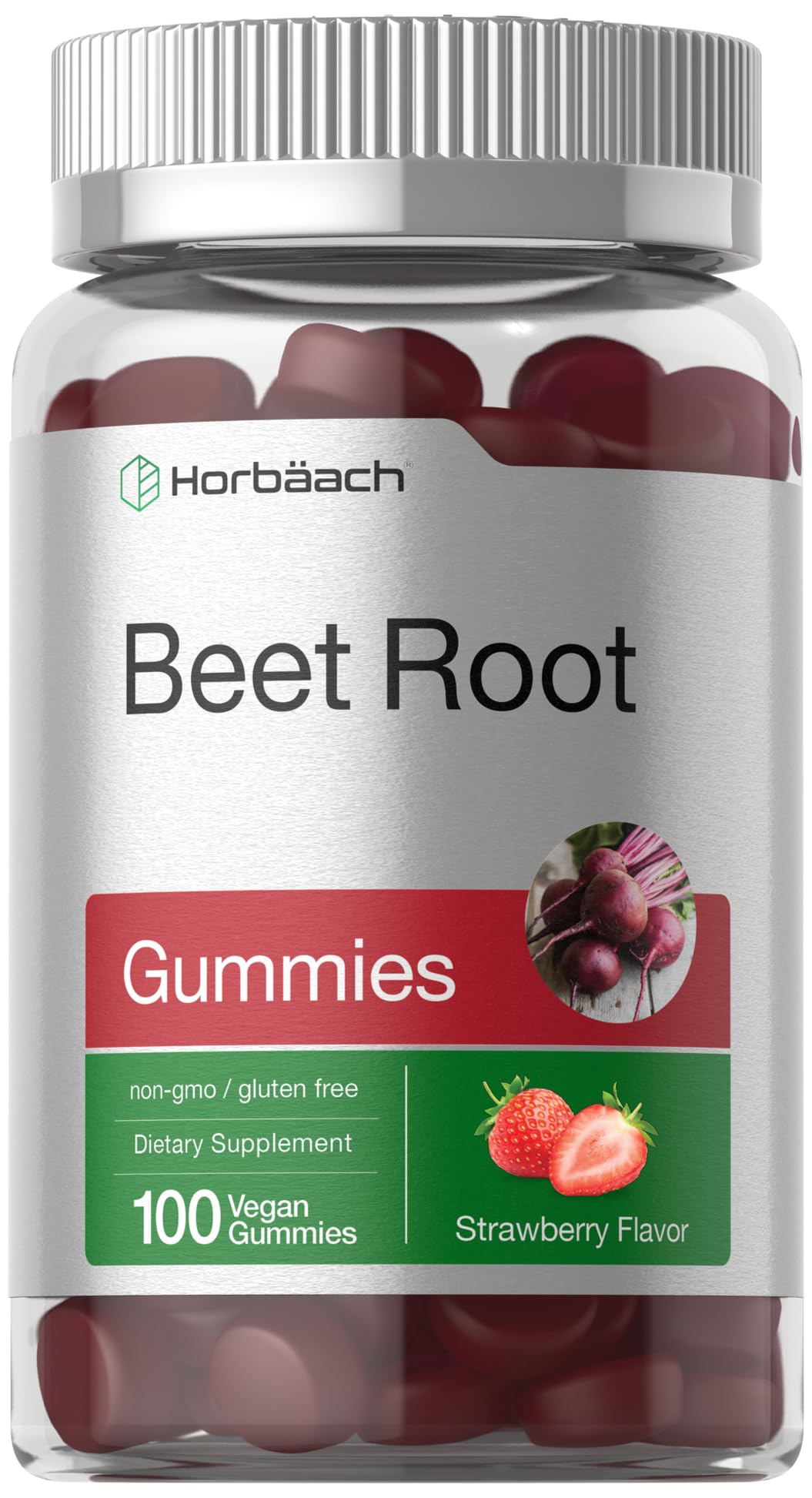 Horbäach Beet Root Gummies | 6000mg per Serving | 100 Count | Vegan, Non-GMO, Gluten Free | Strawberry Flavor