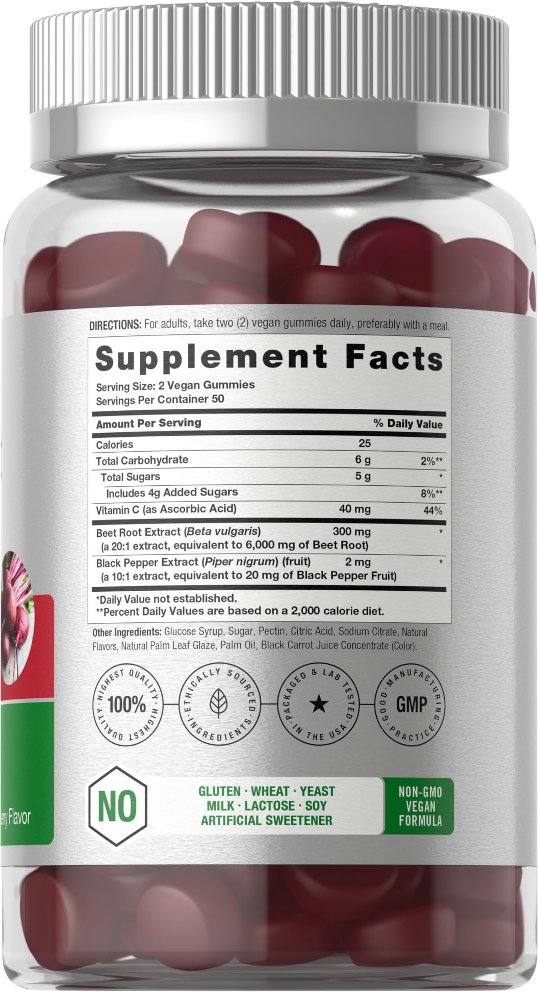 Horbäach Beet Root Gummies | 6000mg per Serving | 100 Count | Vegan, Non-GMO, Gluten Free | Strawberry Flavor