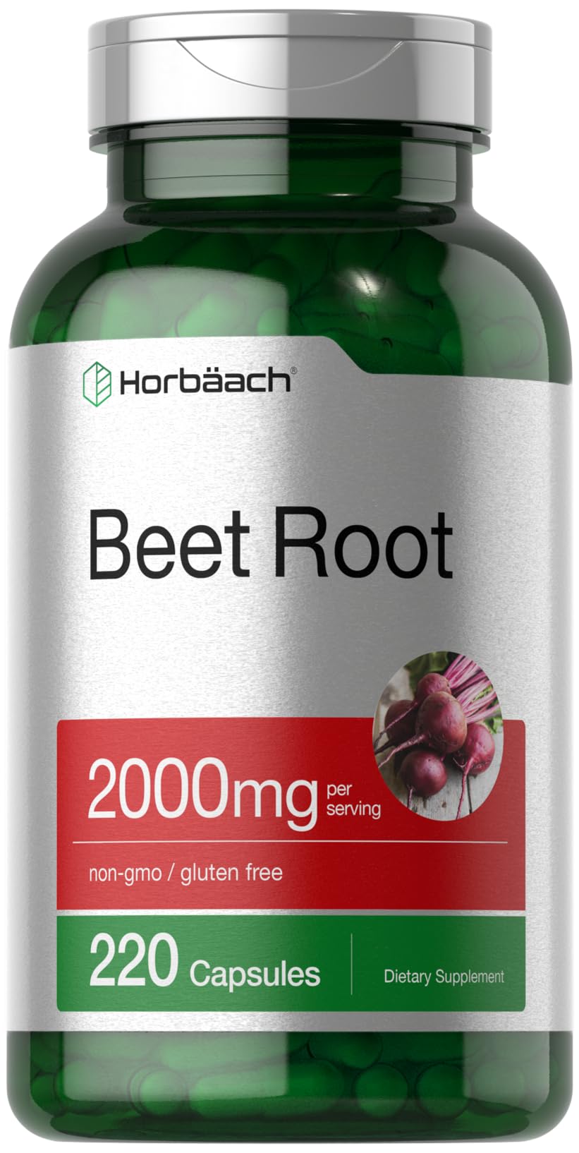 Horbäach Beet Root Powder Capsules – 220 Pills | Non-GMO, Gluten Free