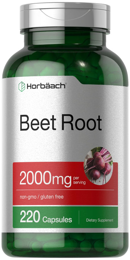 Horbäach Beet Root Powder Capsules – 220 Pills | Non-GMO, Gluten Free