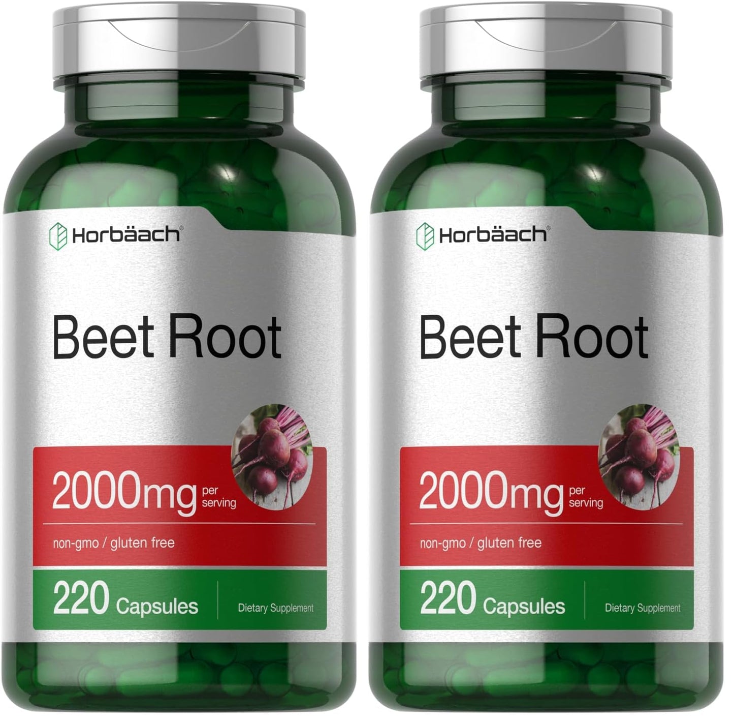 Horbäach Beet Root Powder Capsules – 220 Pills, Gluten Free, Non-GMO
