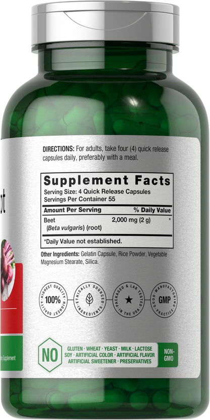 Horbäach Beet Root Powder Capsules – 220 Pills, Gluten Free, Non-GMO