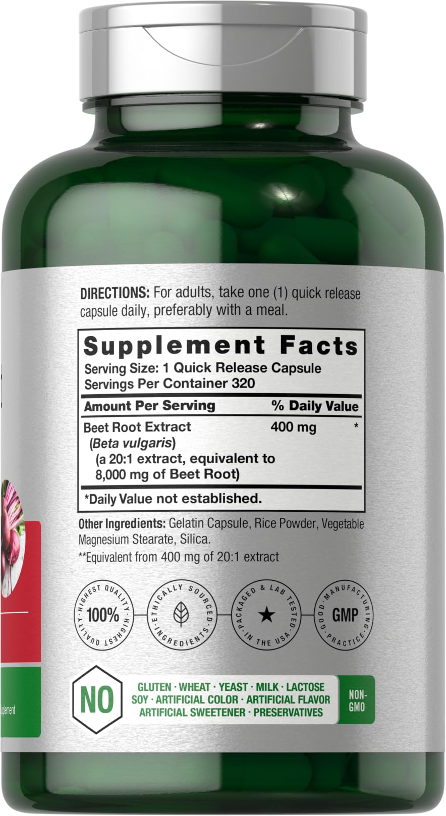 Horbäach Beet Root Powder Capsules 8000mg | 320 Pills | Non-GMO Gluten Free
