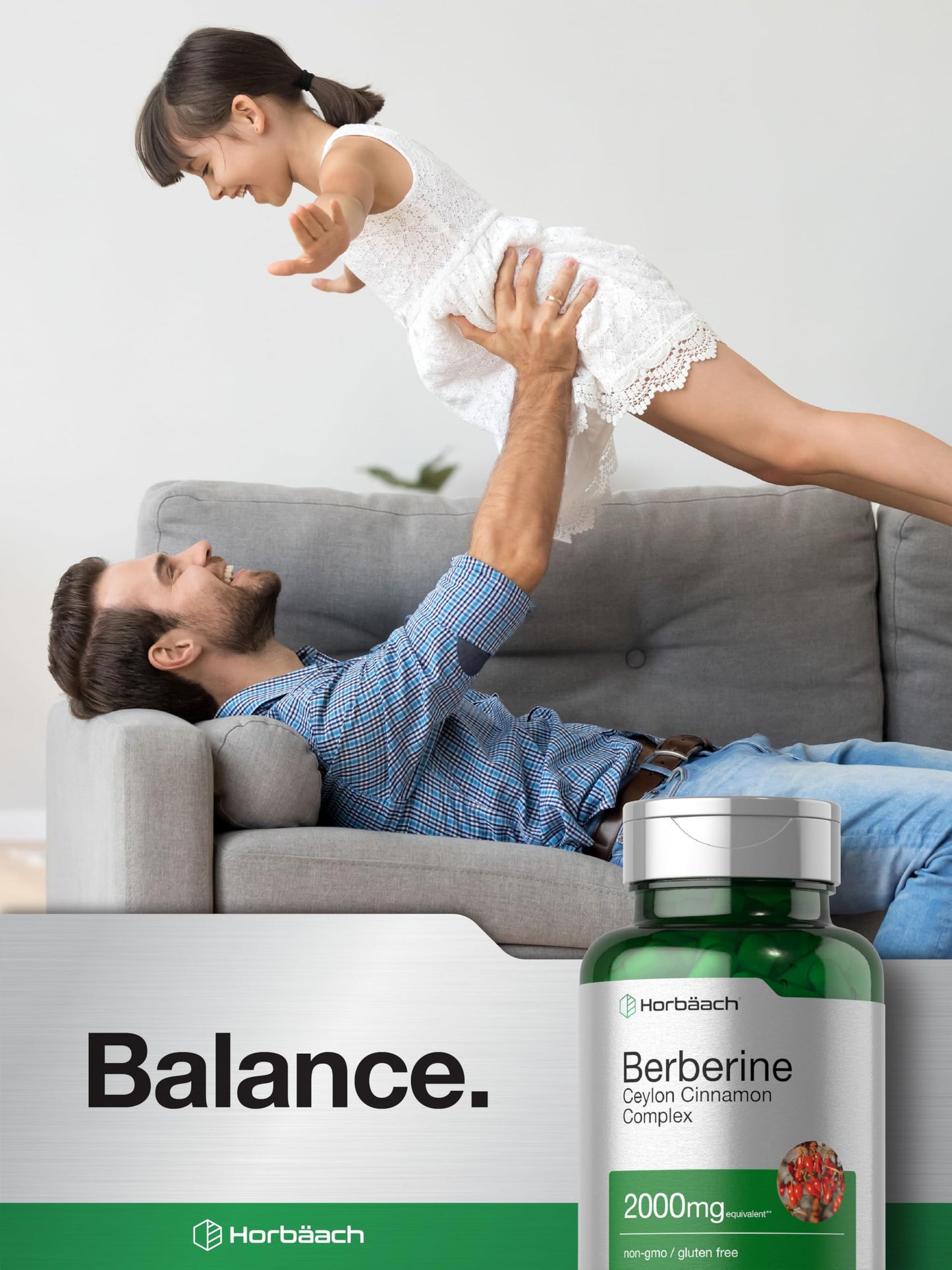 Horbäach Berberine with Ceylon Cinnamon | 2000mg | 120 Veggie Capsules | Vegetarian, Non-GMO & Gluten Free Supplement | Berberine Complex