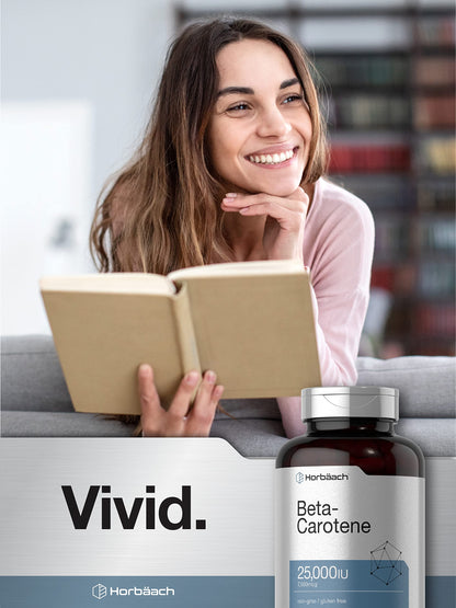 Horbäach Beta Carotene Softgels 25,000 IU | Vitamin A 7,500 mcg | 400 Count | Non-GMO & Gluten Free