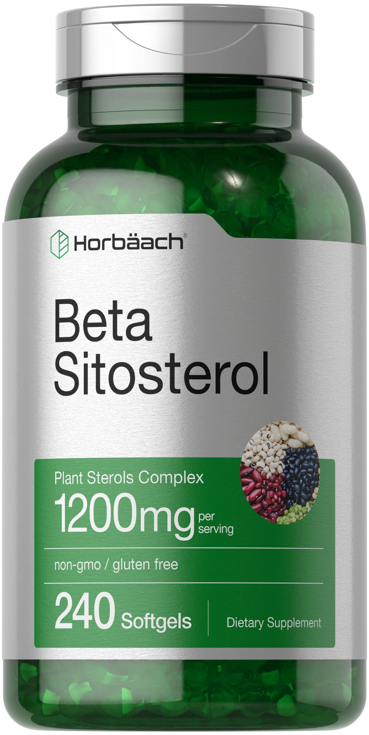 Horbäach Beta Sitosterol 1200mg – 240 Softgel Capsules | Plant Sterols Complex