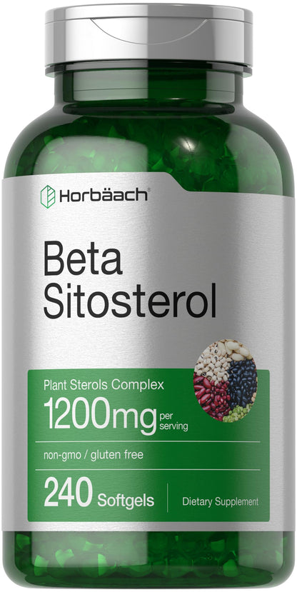 Horbäach Beta Sitosterol 1200mg – 240 Softgel Capsules | Plant Sterols Complex