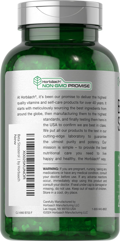 Horbäach Beta Sitosterol 1200mg – 240 Softgel Capsules | Plant Sterols Complex