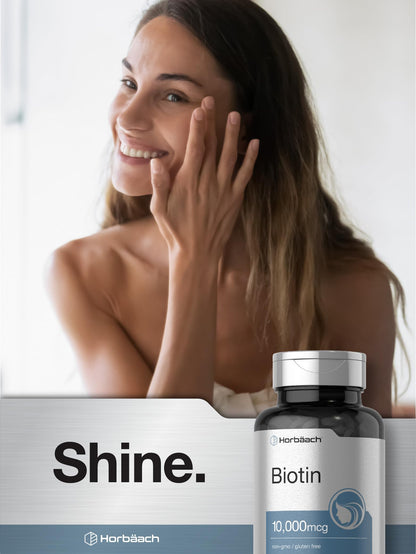 Horbäach Biotin 10000mcg | 180 Fast Dissolve Tablets | for Women & Men | Beauty Supplement | Vegetarian, Non-GMO, Gluten Free
