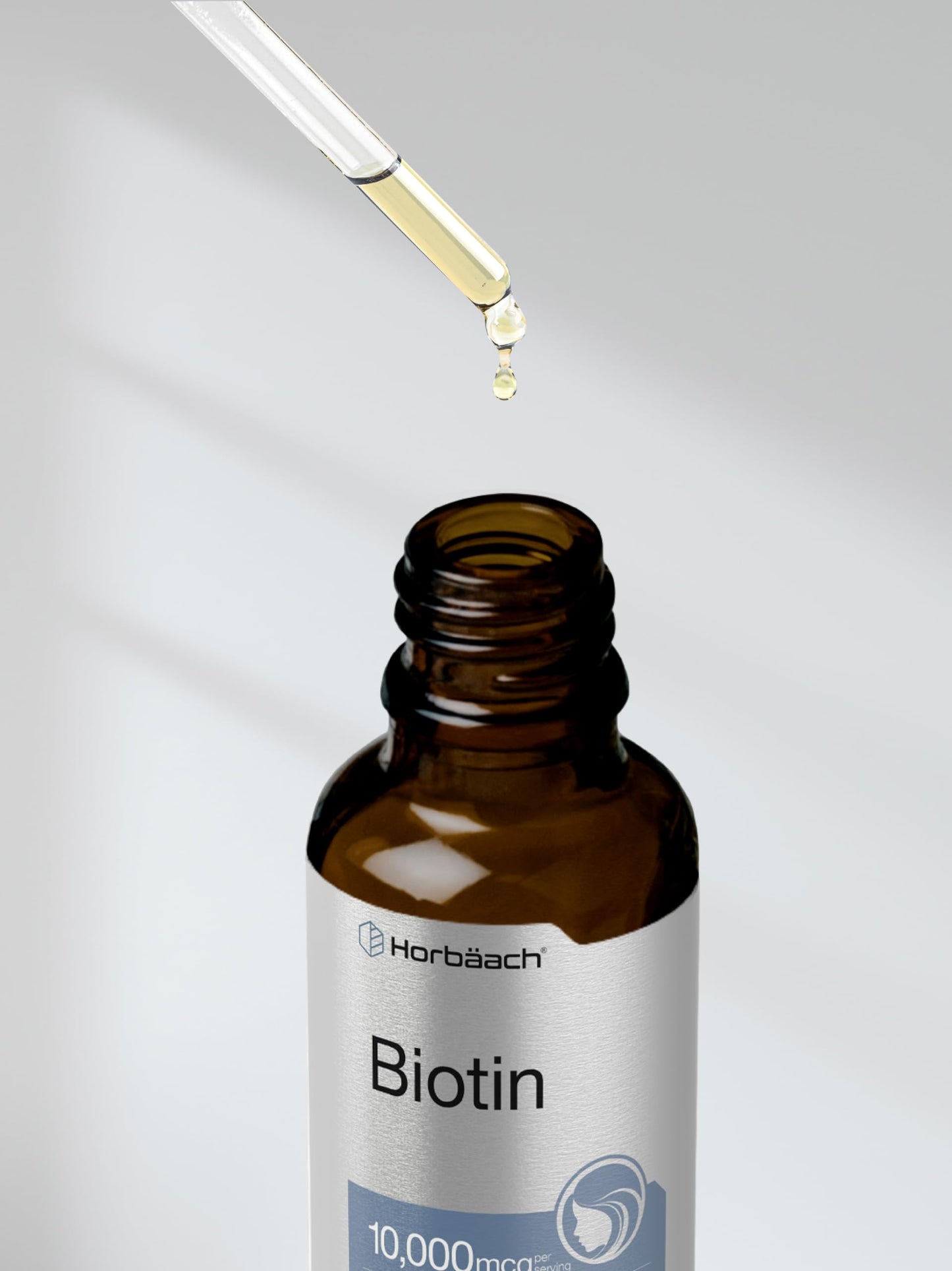 Horbäach Biotin Liquid Drops 10000mcg – Berry Flavor | Vegetarian, Non-GMO, Gluten Free