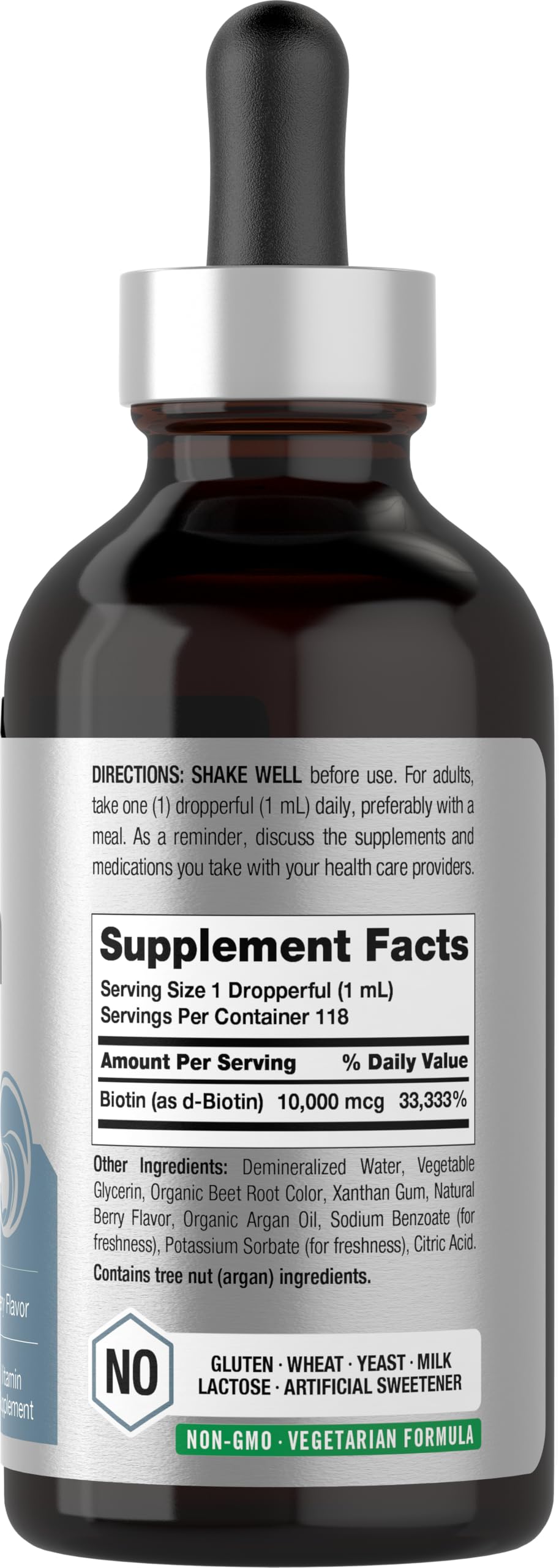 Horbäach Biotin Liquid Drops 10000mcg – Berry Flavor | Vegetarian, Non-GMO, Gluten Free