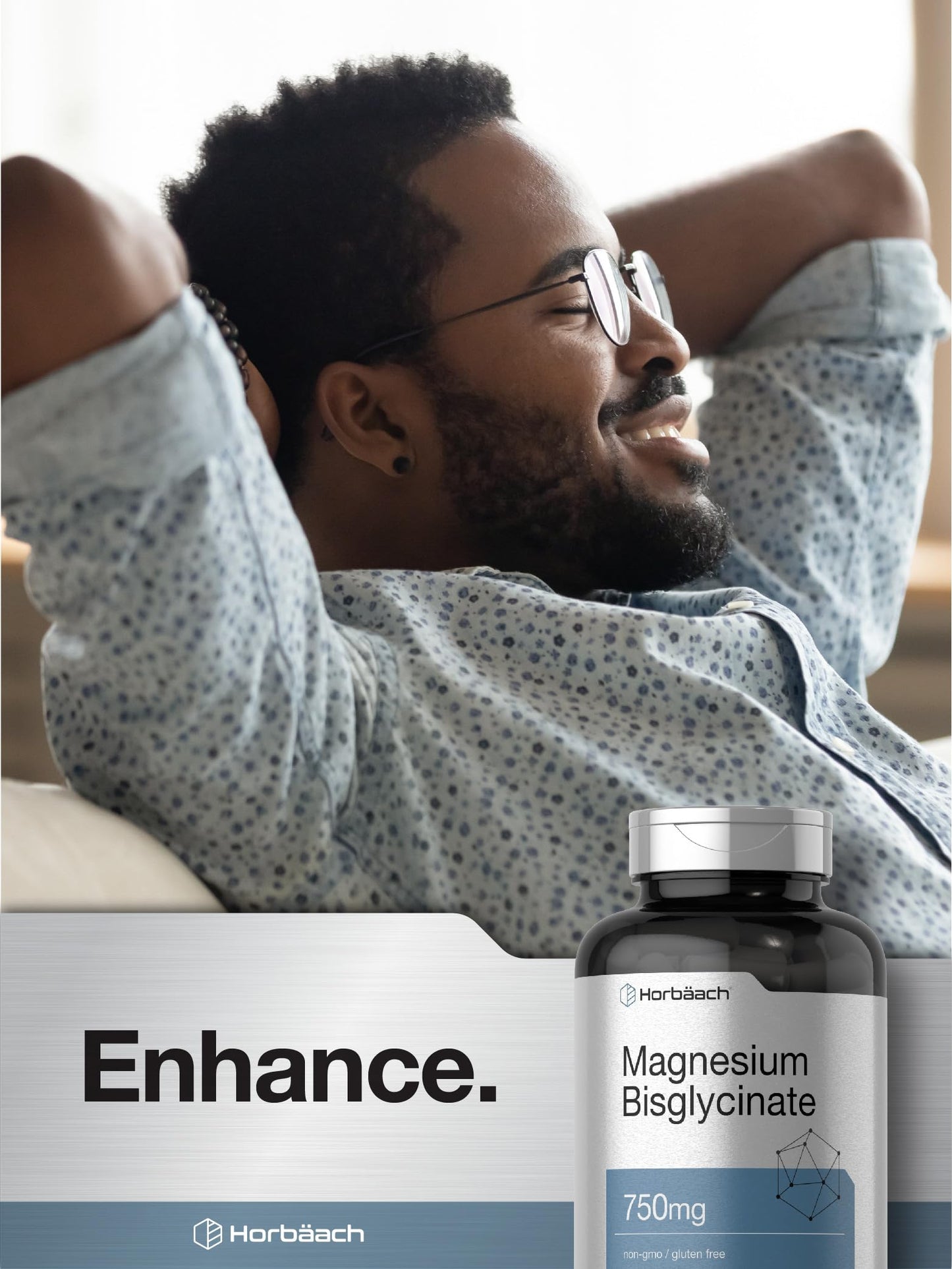 Horbäach Magnesium Bisglycinate 750mg - 120 Capsules | Non-GMO & Gluten Free