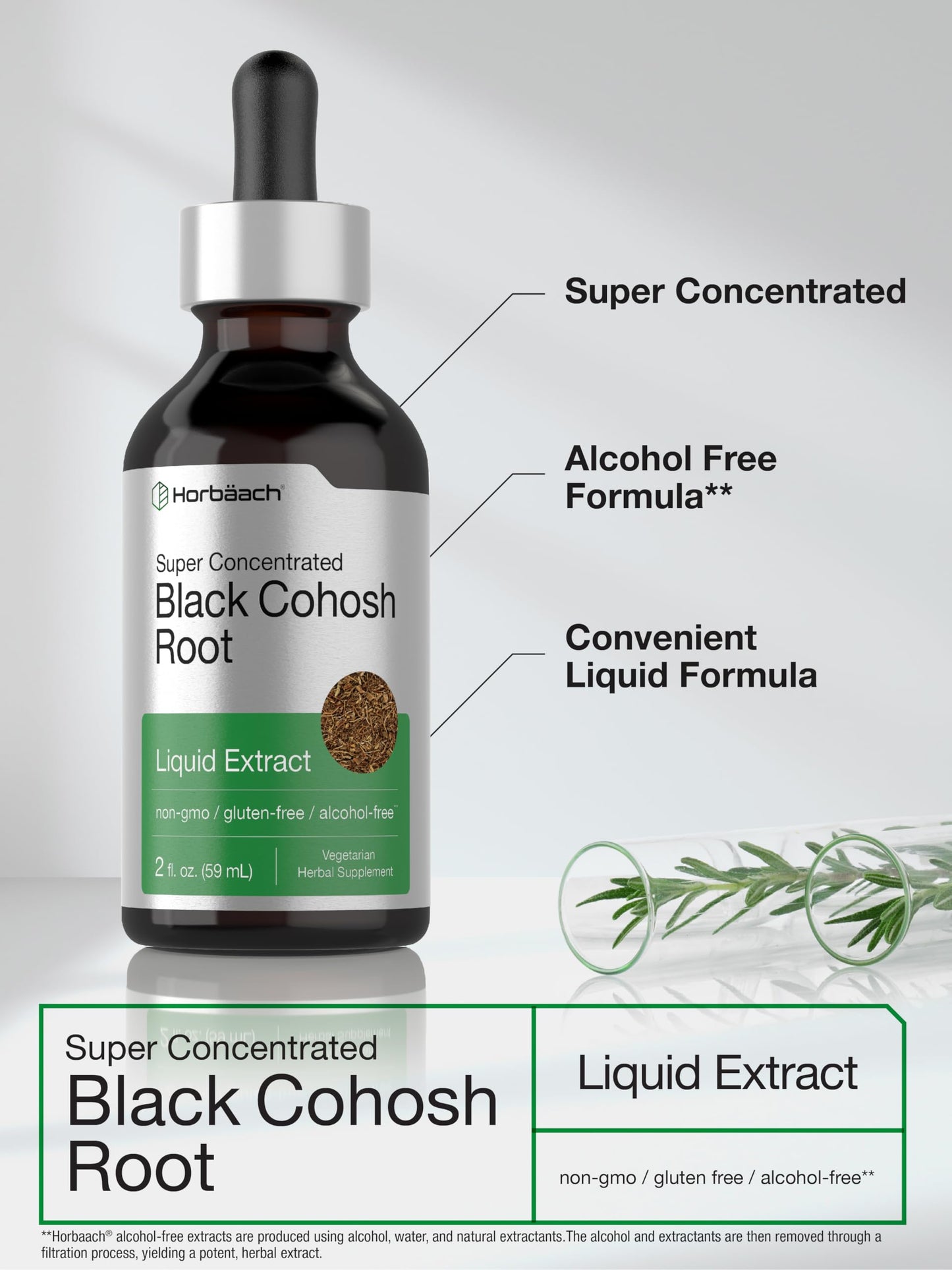 Horbäach Black Cohosh Root Tincture - 2 fl oz, Alcohol Free, Vegetarian