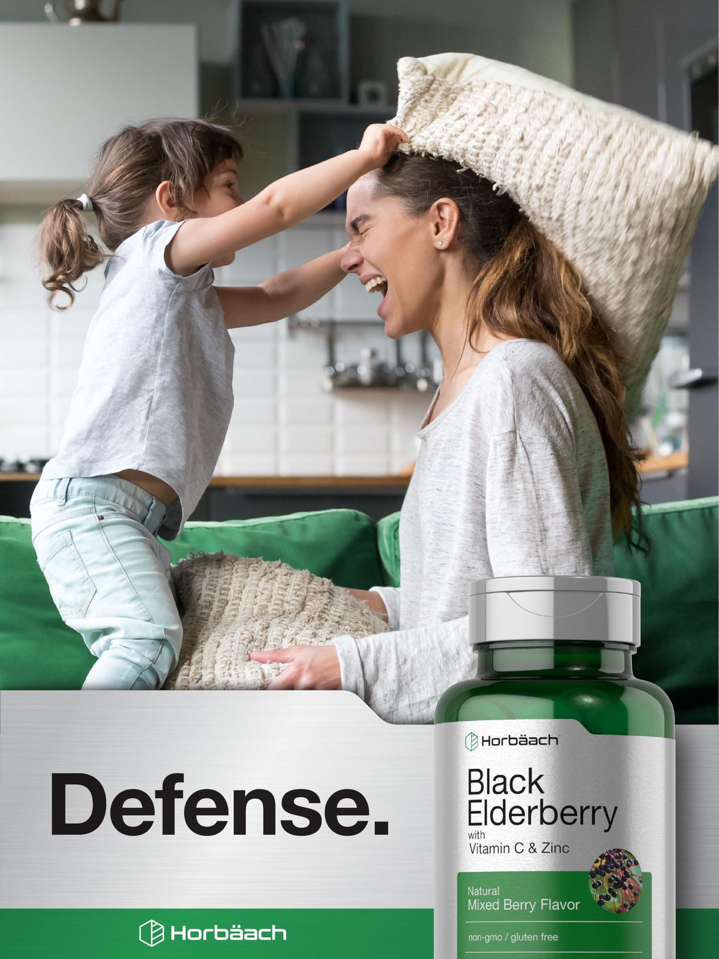 Horbaach Black Elderberry with Vitamin C and Zinc | 90 Chewable Tablets | Mixed Berry Flavor | Immune Support