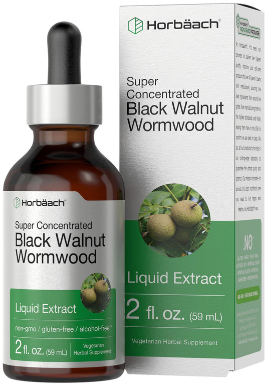 Horbaach Black Walnut Hull Wormwood Extract Tincture 2 fl oz – Alcohol-Free, Vegetarian & Gluten-Free BritishVita | Premium UK Vitamins & Wellness Supplements