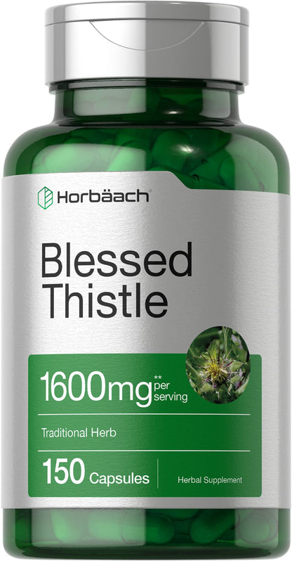 Horbaach Blessed Thistle Capsules 1600 mg - 150 Count | Max Potency, Non-GMO, Gluten Free