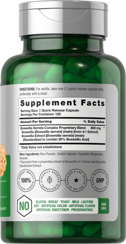 Horbaach Boswellia Serrata 800mg Capsules – 120 Count | Non-GMO, Gluten Free