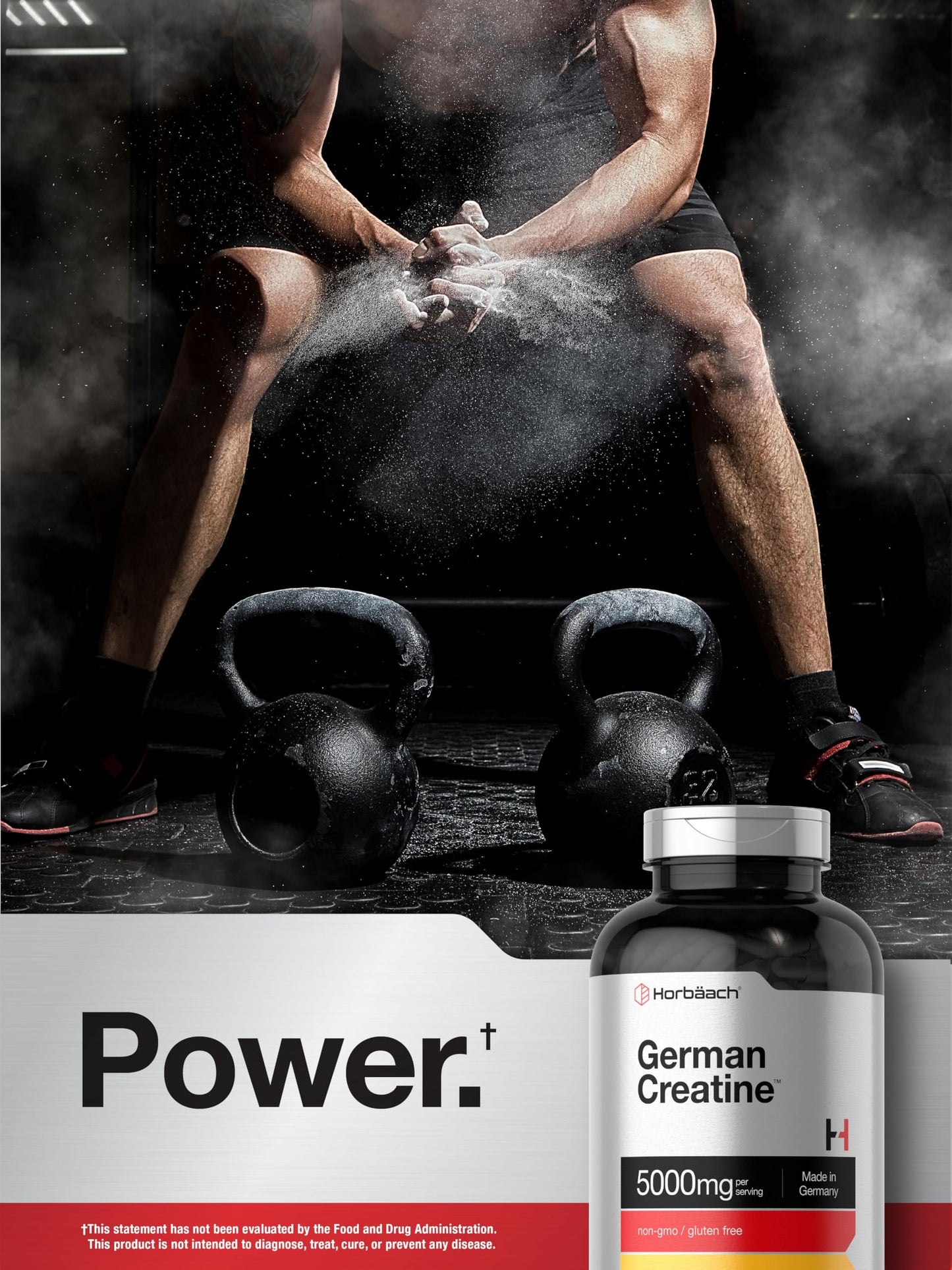 Horbaach German Creatine Monohydrate 5000mg | 250 Capsules | Non-GMO & Gluten Free