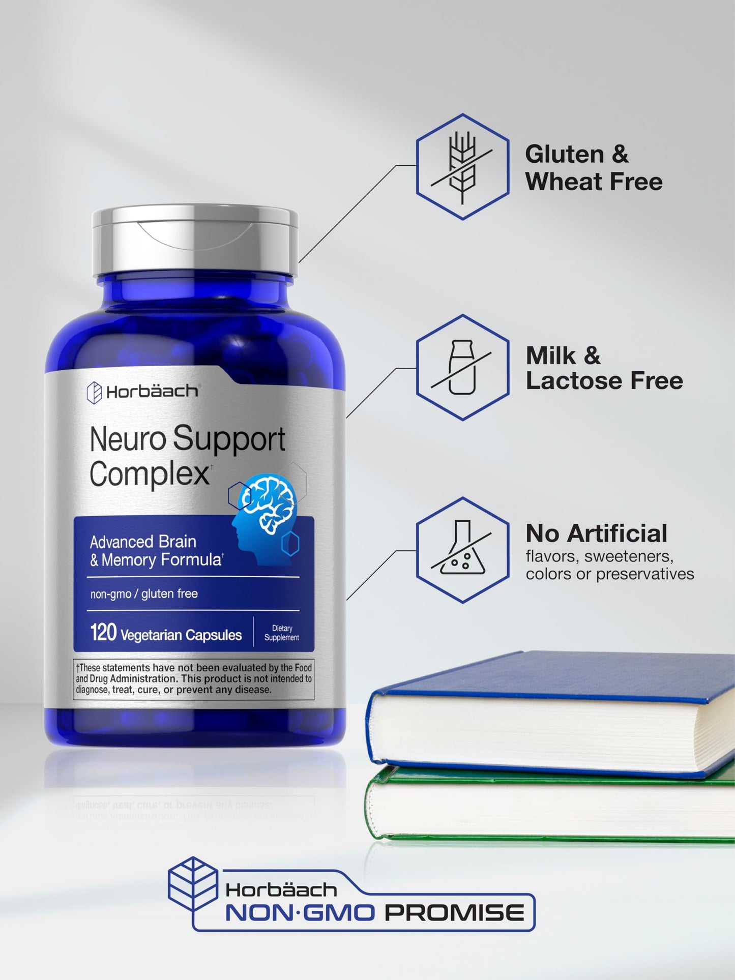 Horbäach Brain Supplement - 120 Capsules | Phosphatidylserine & DMAE